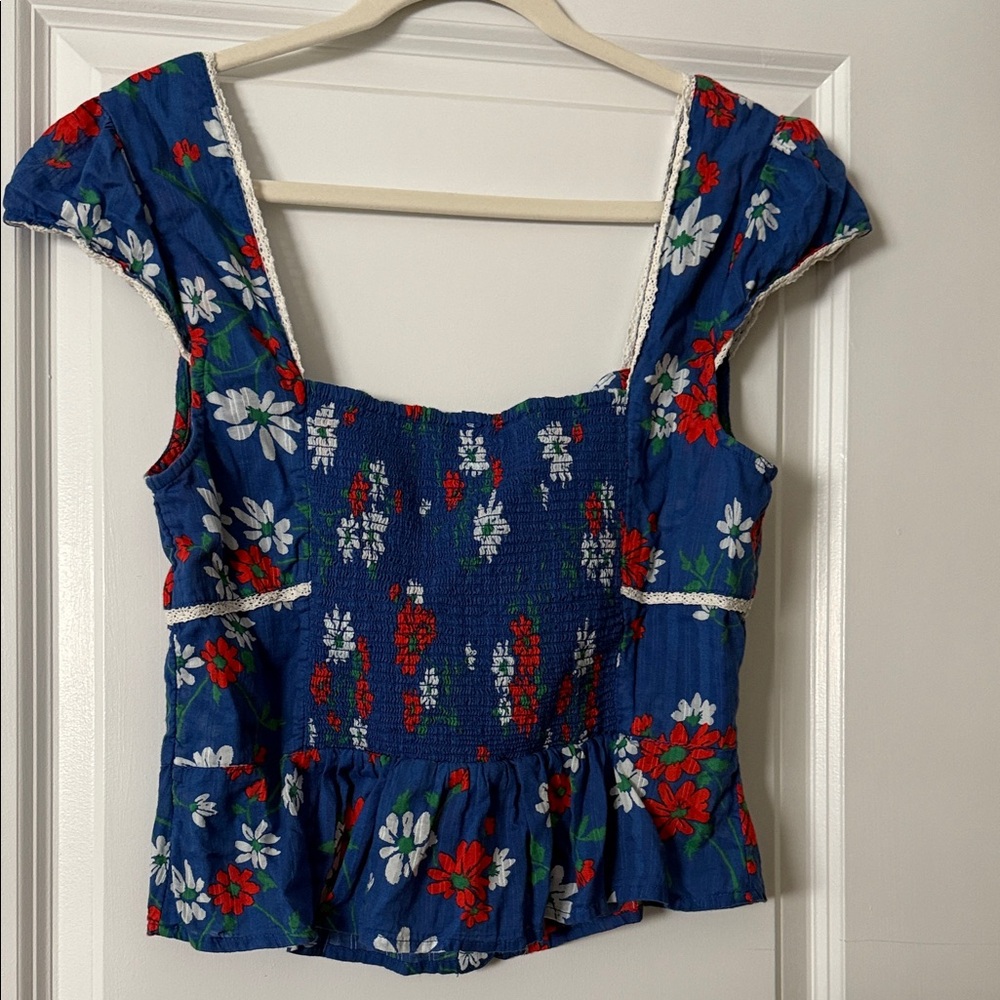 Free People Blue Floral Blouse - Picture 2 of 6